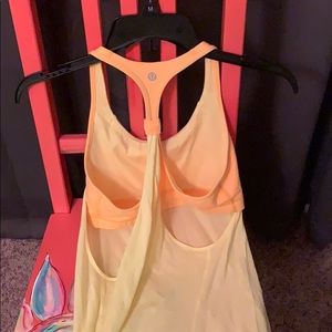 (S) yellow lululemon tank with built in sports bra